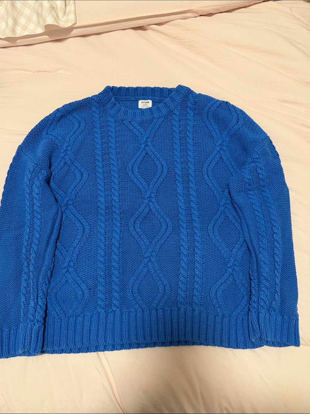 Cotton On Bold Royal Blue Cable Knit Crewneck Sweater